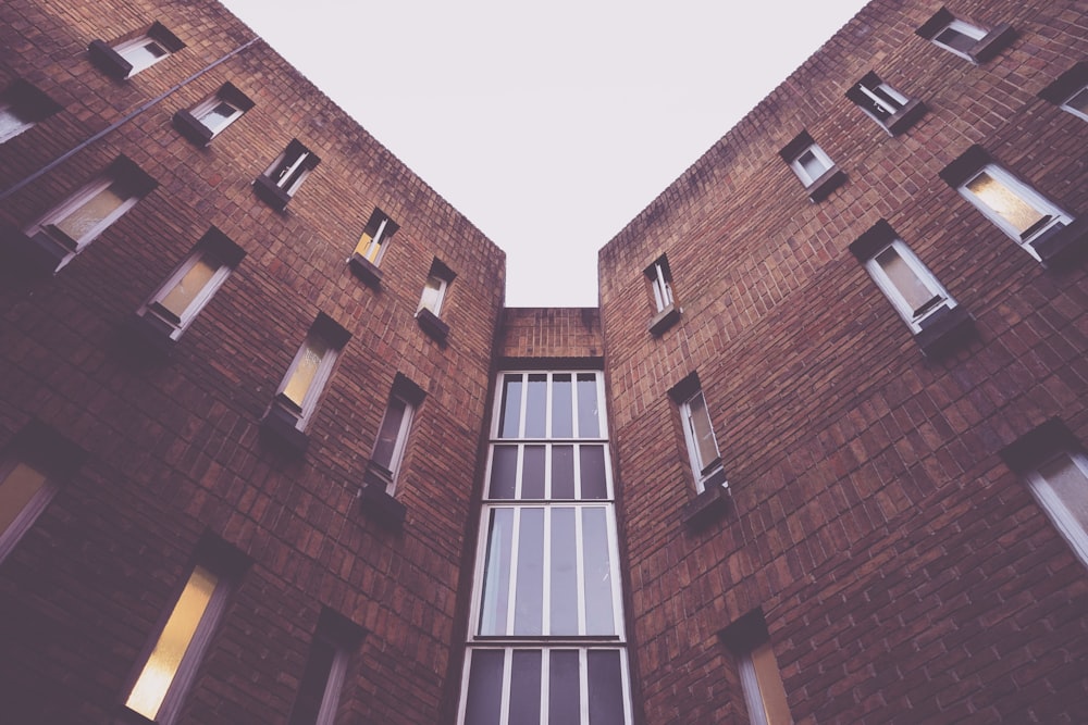 low-angle photography of brown concrete building