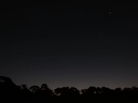 Night sky with an overlay of financial candlestick patterns.