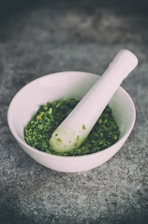 vegetable grind in mortar and pestle