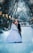 A romantic winter wedding scene in Paris with a couple in elegant attire.