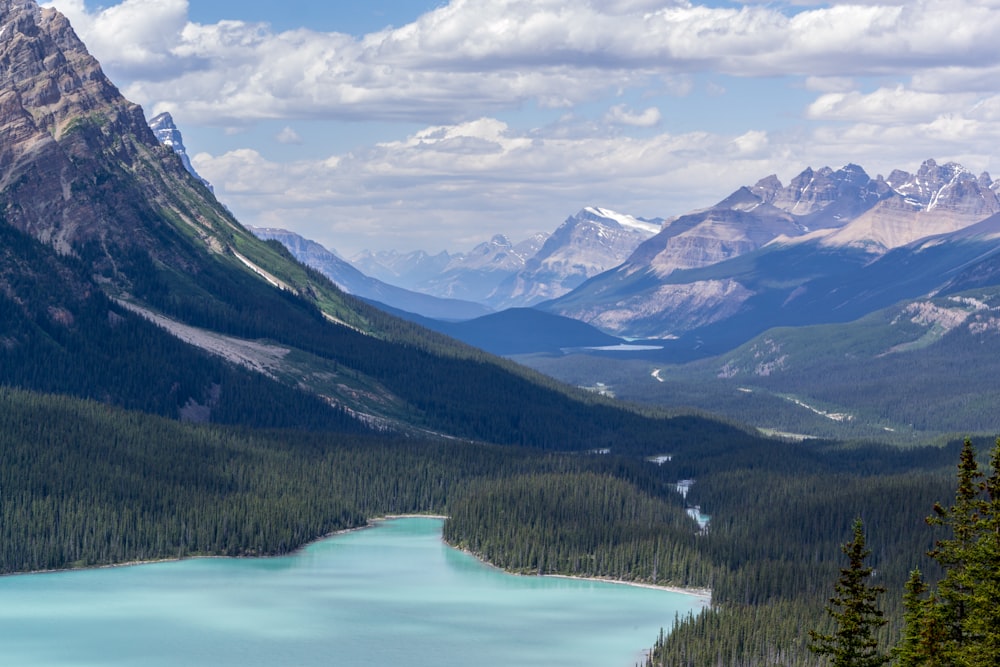 bird's eye view of river and mountains