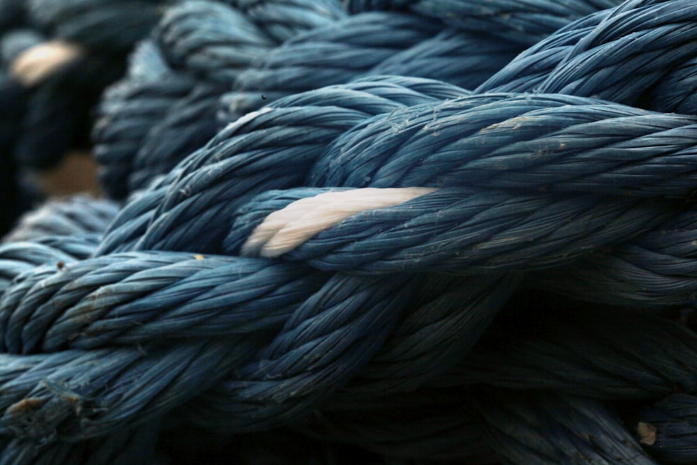絡み合った青と白のロープ