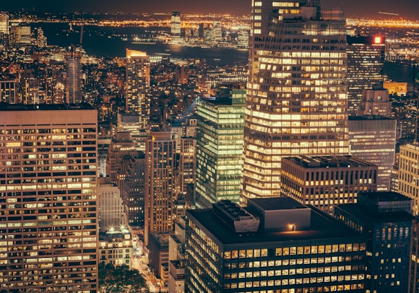 birds eye view of city lights during nighttime