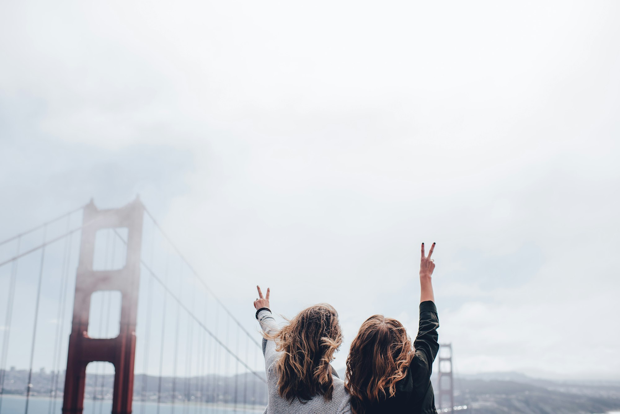 Peace sign by Golden Gate Bridge