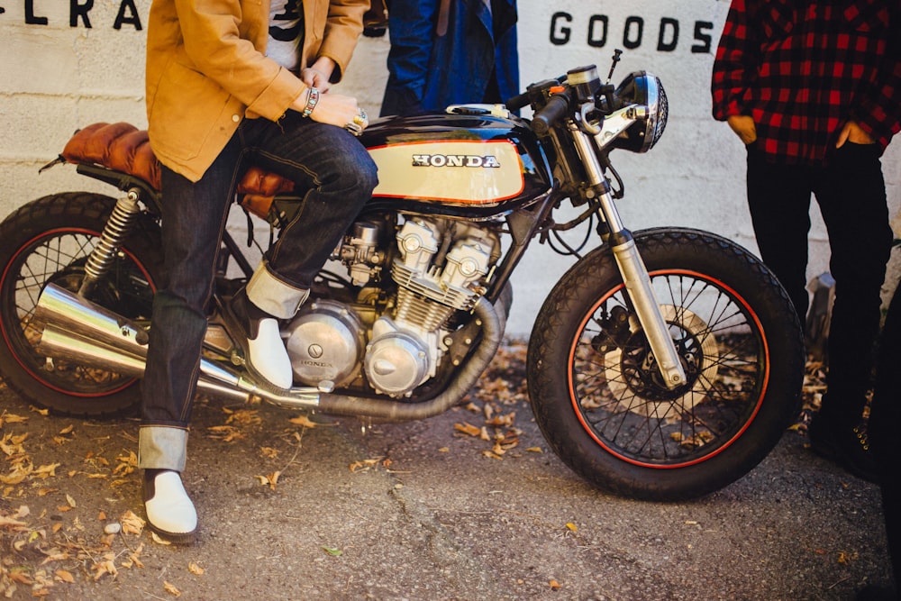 black and gray Honda cafe racer