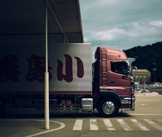 box truck passing through toll gate