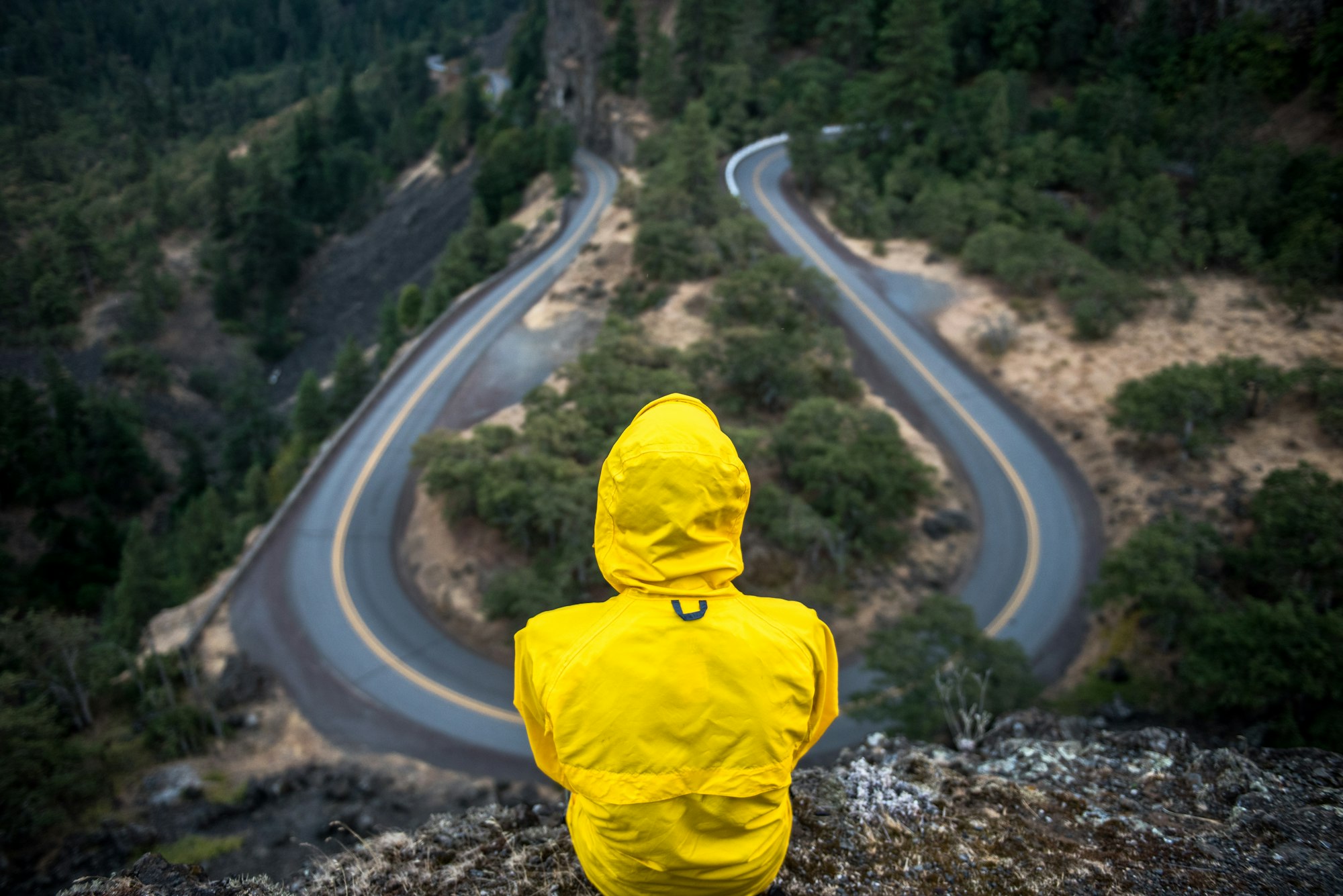 Sitting over a winding road