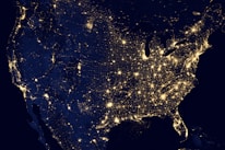 A map of the USA highlighting areas covered by Fiber Prime's AT&T and Spectrum internet services.