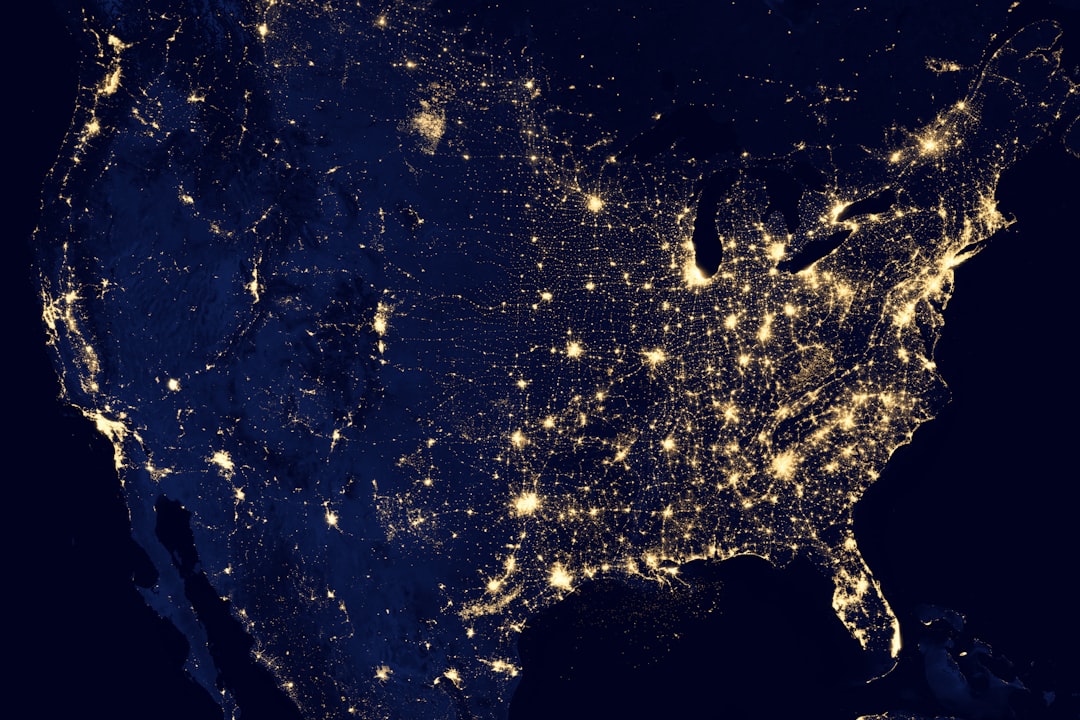 A satellite view of the United States lighting up at night