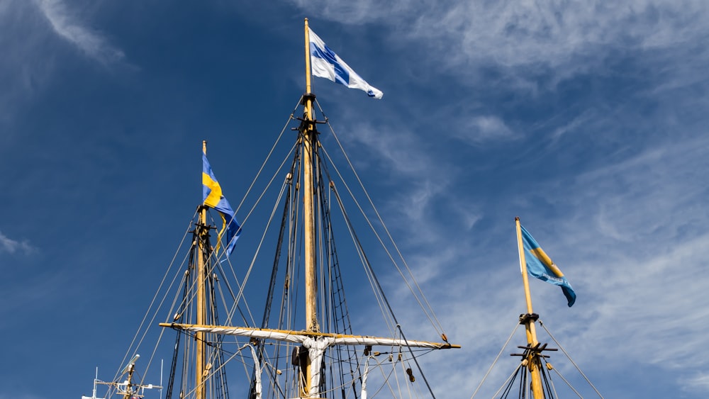 Barco marrón bajo el cielo azul