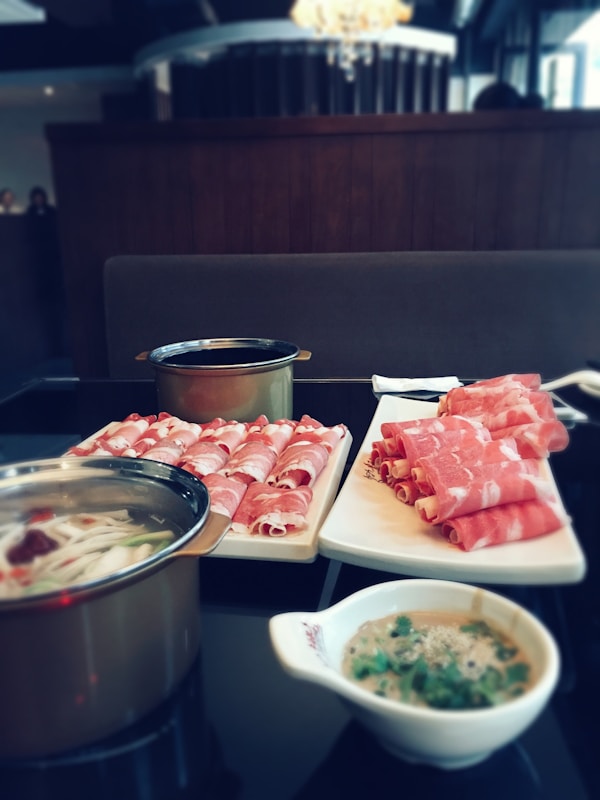 Bacon on white plate