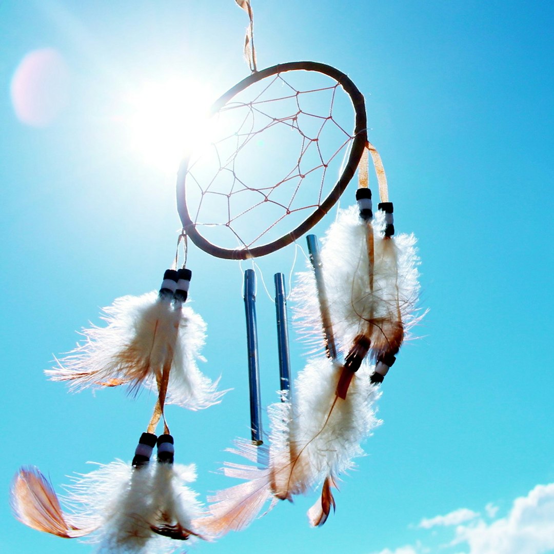 A dreamcatcher with the bright sunny sky in the background in Arizona.