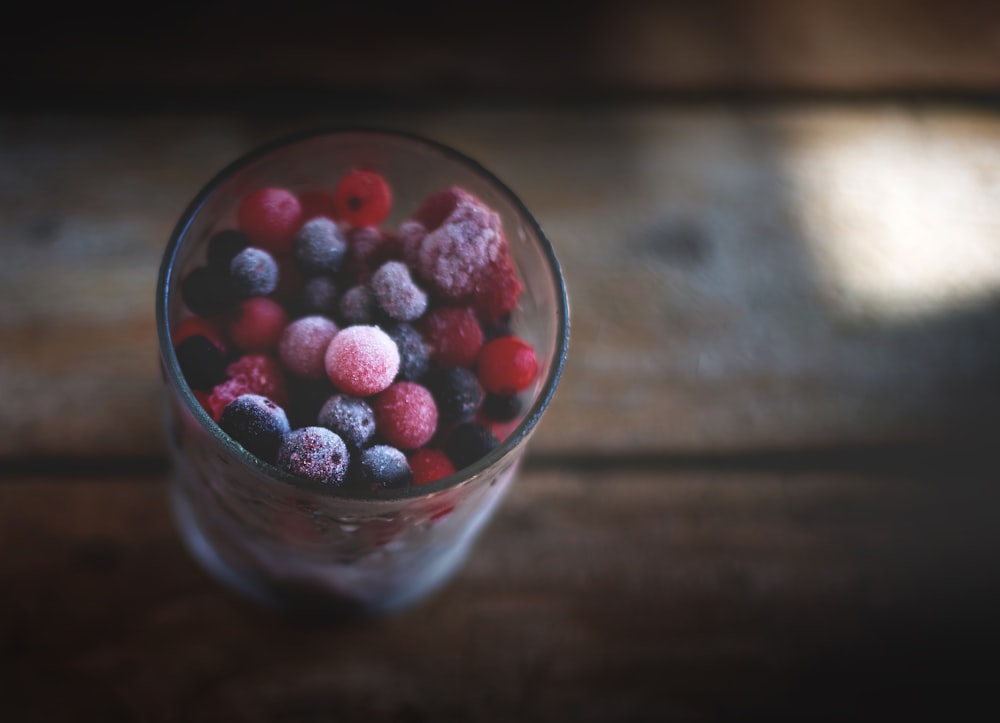 assorted berries on highball glass