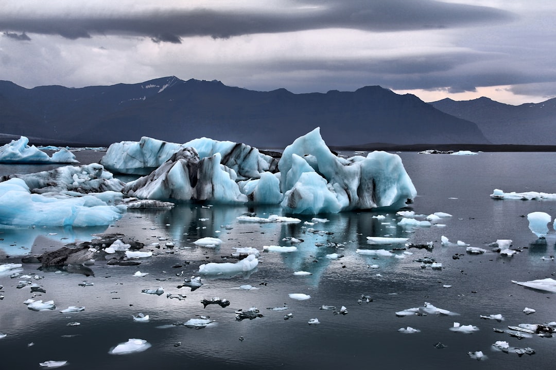iceberg on body of water, Blue ice on a lake