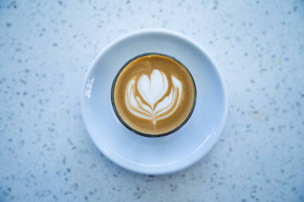 espresso coffee with heart cream formation