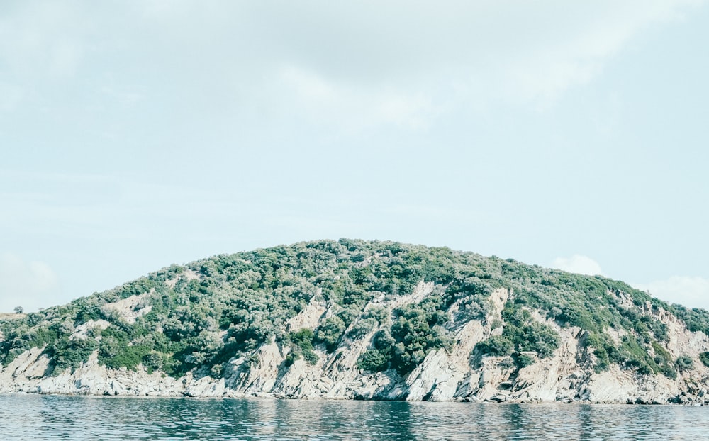 landscape photography of an island