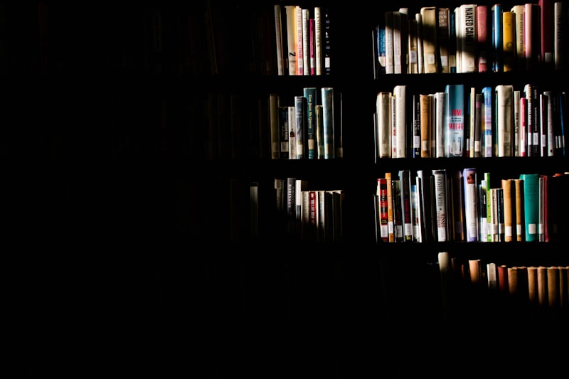 Bücherregal mit warmen Lichtreflexen