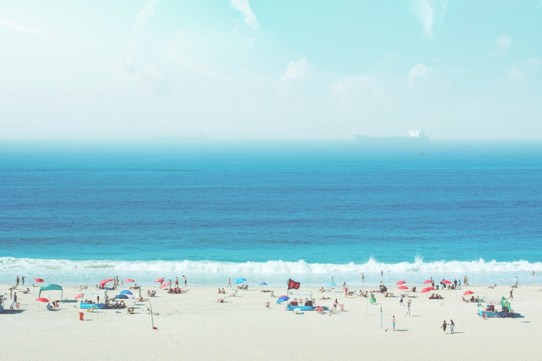 group of people on white sand beach