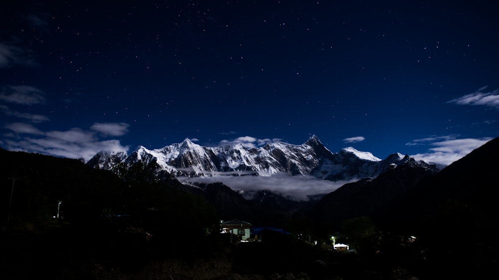 white mountain covered with clouds