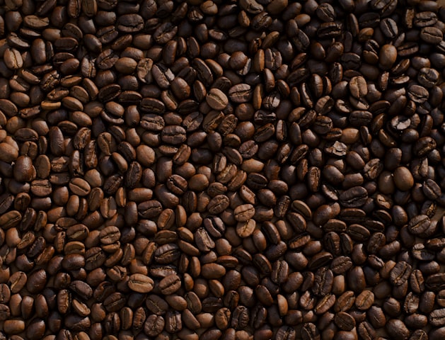 Green coffee beans being graded on a black tray next to a moisture meter