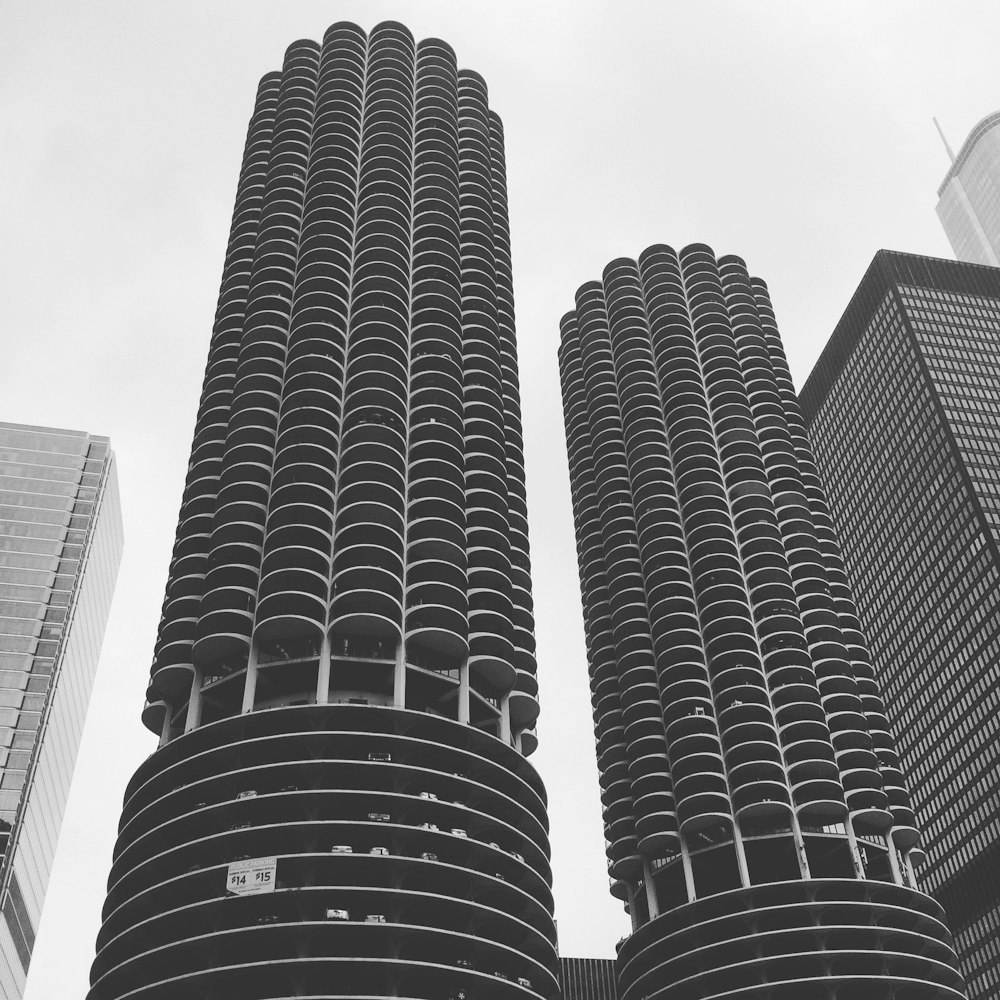 low angle photography of high-rise buildings