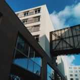 A completed hospital building showcasing clean architecture and large windows.