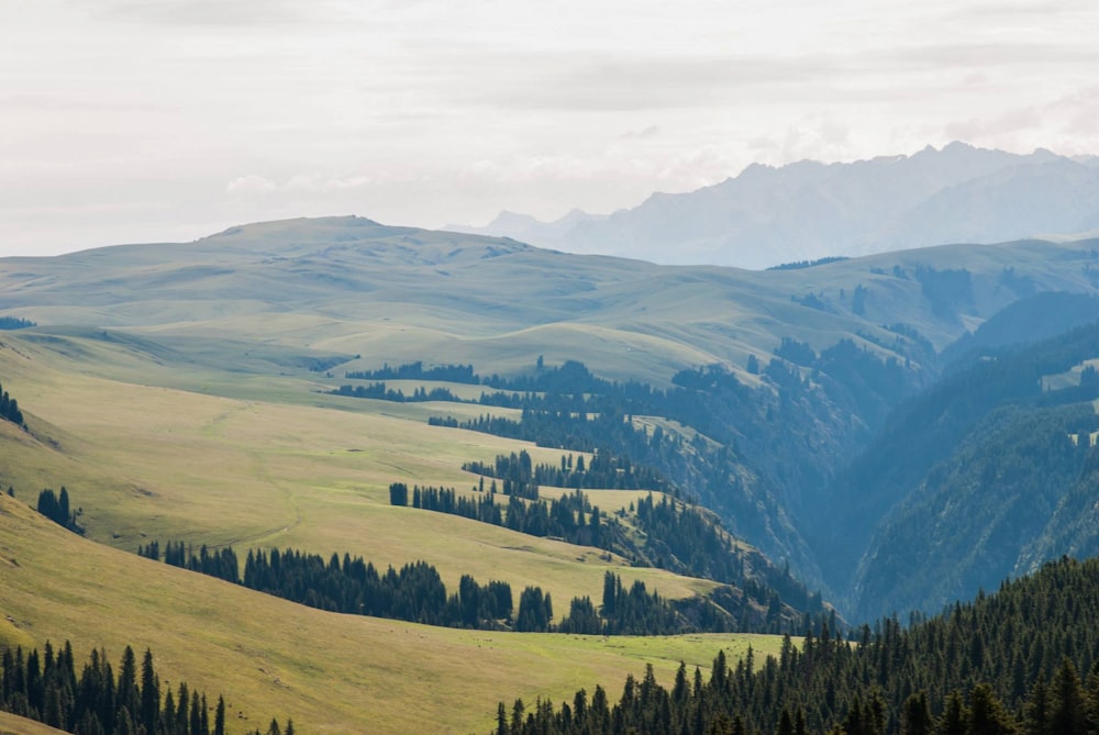 green mountain near cliff under white cloudy sky