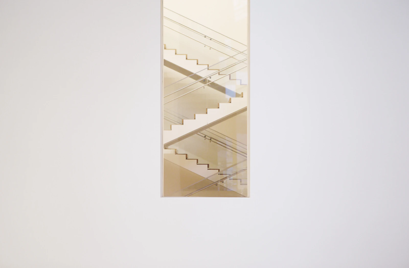 Painting of stairs with white wooden frame