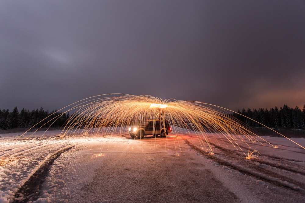 Foto timelapse de luz de lana