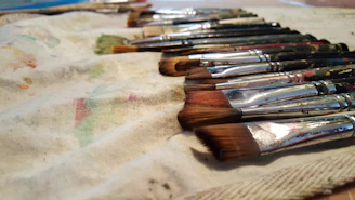 Photo showing a clean job site with painting tools neatly arranged.