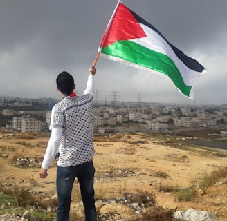 man waving flag