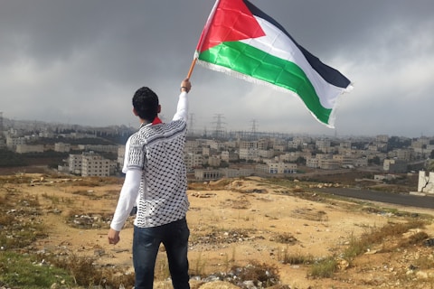 man waving flag