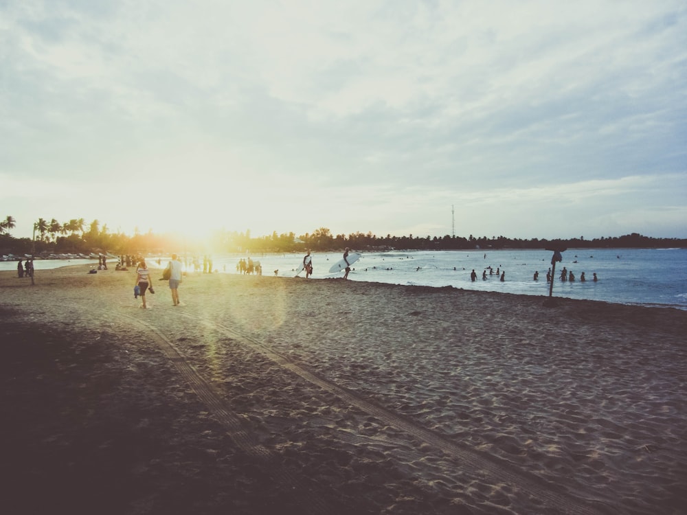 people walking on seashore during daytime