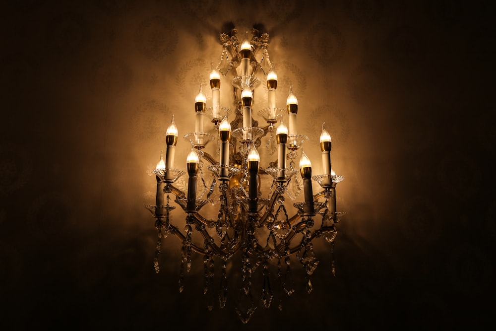 brown and crystal chandelier