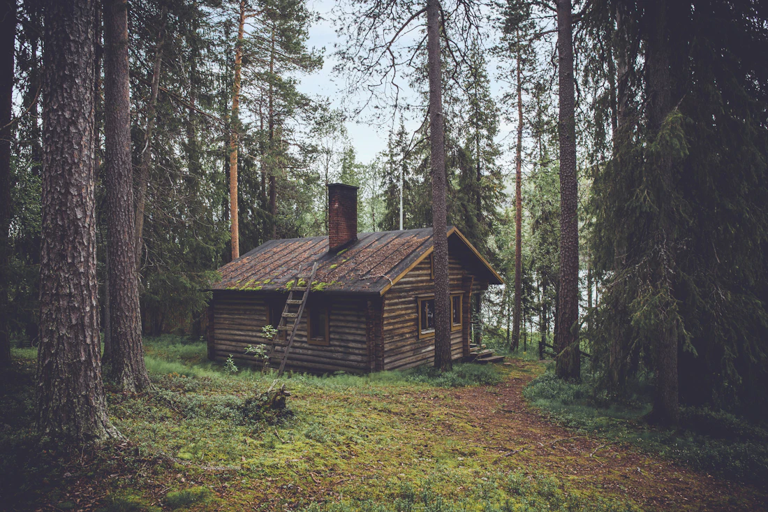Cabin among pines in the Selkirk Mountains near Sandpoint