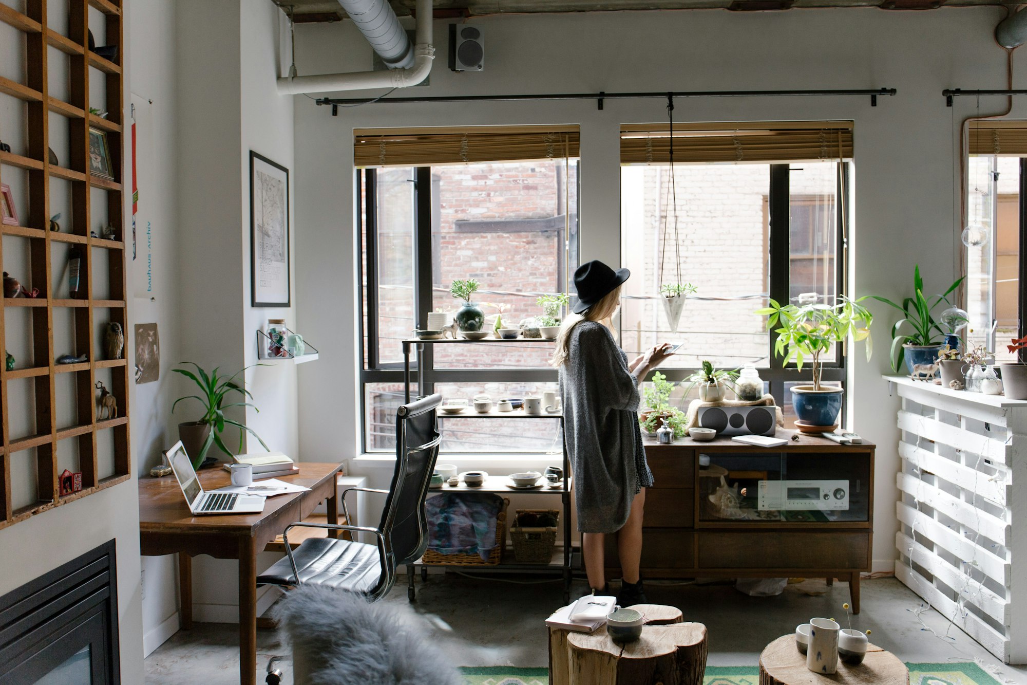 Woman in an artistic room