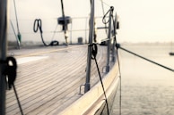 Close-up of the spacious deck with comfortable seating and elegant marine design details.