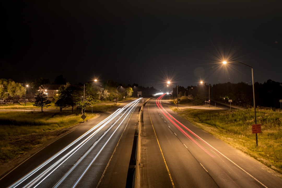 time lapse photography of northbound and southbound way