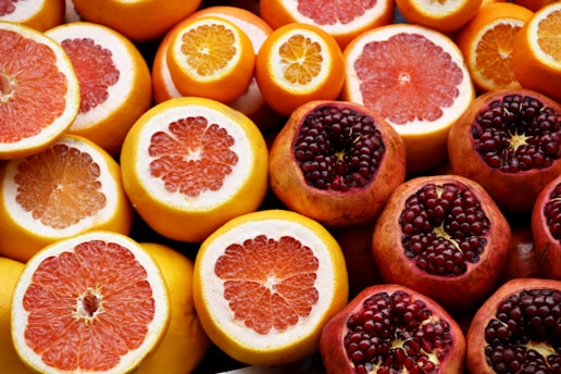 Pomegranate and orange fruits