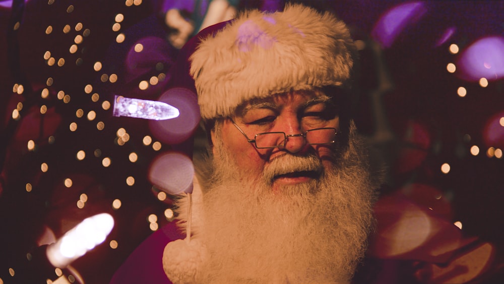 bokeh photography of Santa Claus