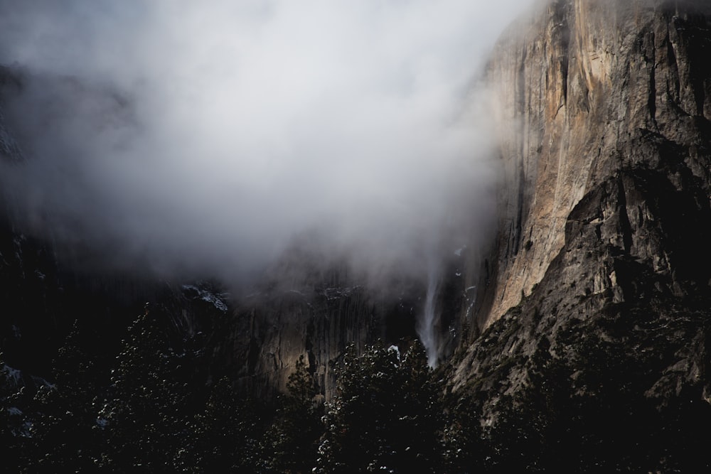 green trees on brown mountain under white clouds during daytime