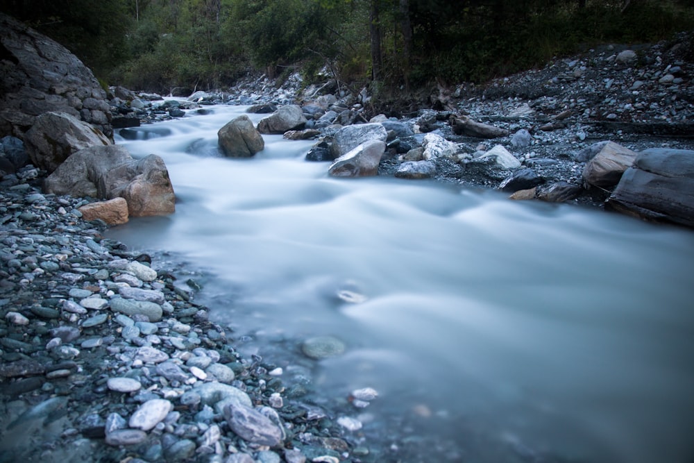 time lapse photography of stream