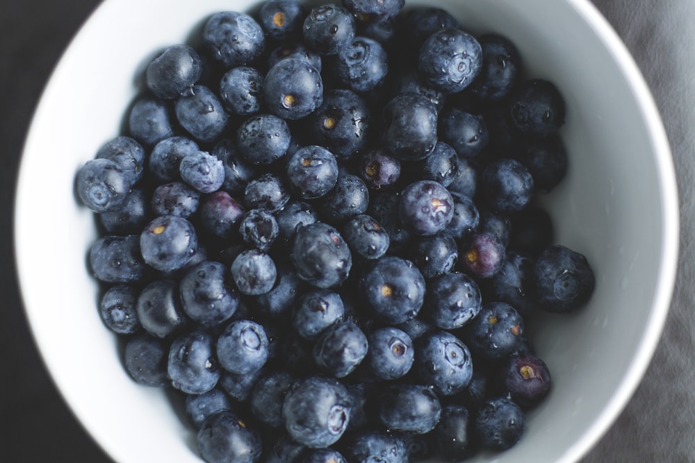 blueberries on white ceramic plate