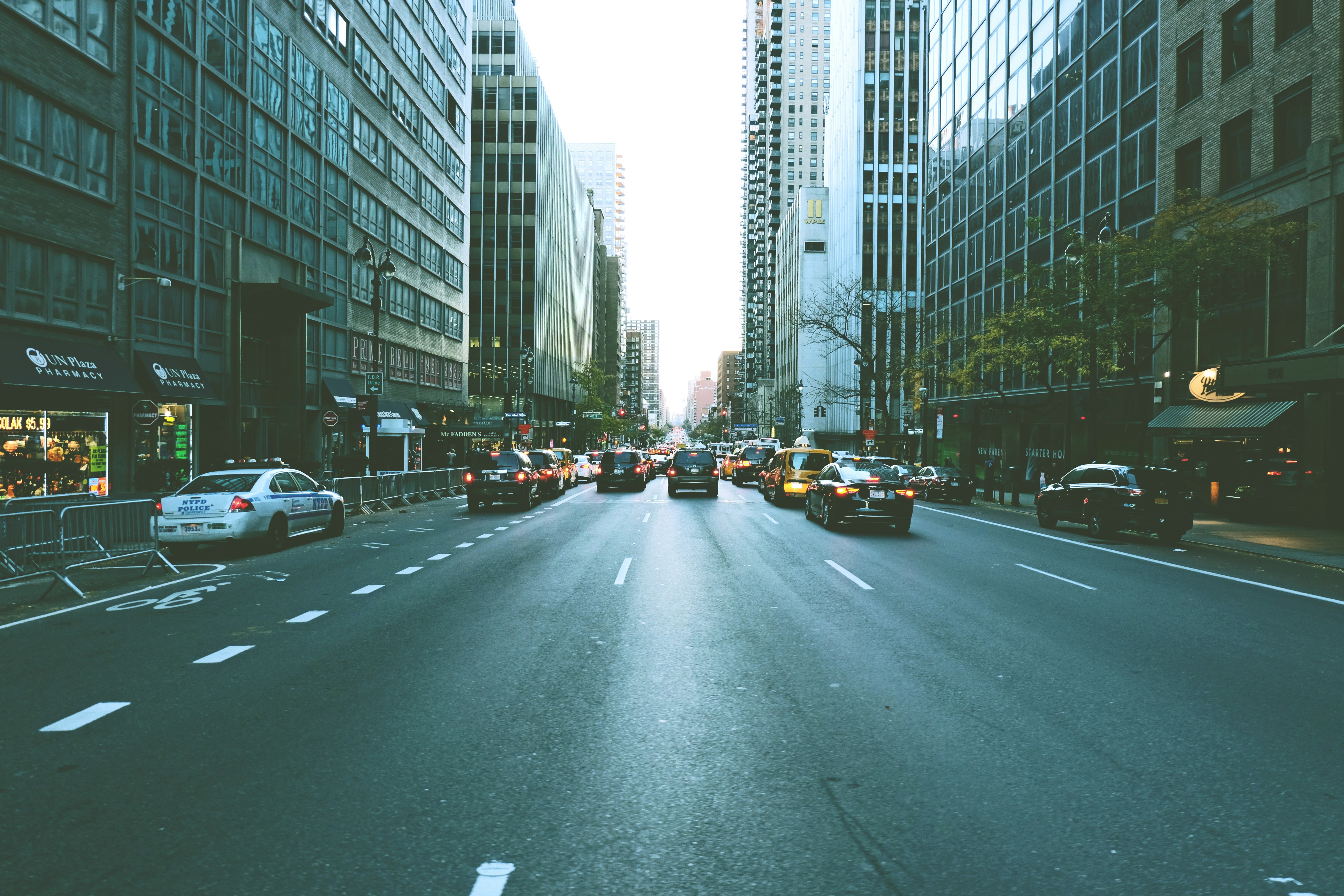 New York urban traffic and skyscrapers