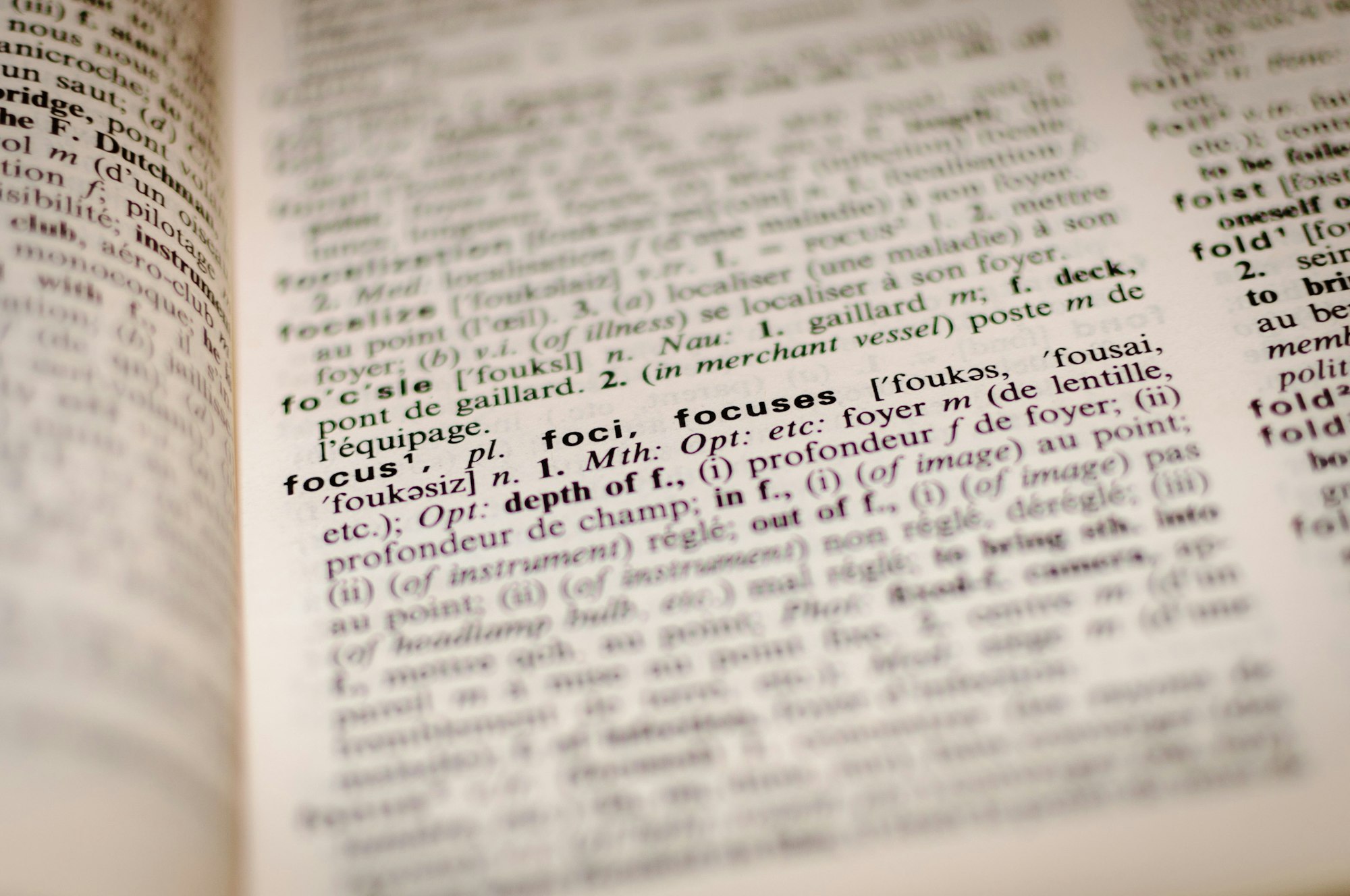 A close up of the word "Focus" in the dictionary.