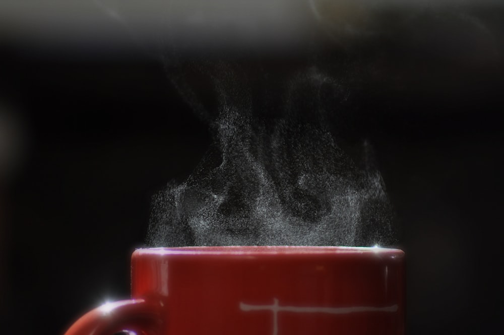 smoke coming out from mug filled with beverage