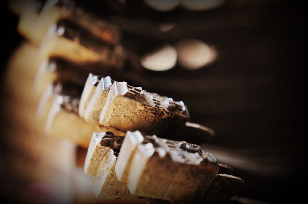 selective focus of wooden blocks