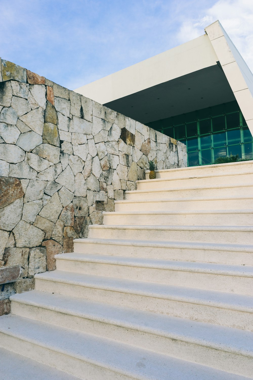 white concrete stairs