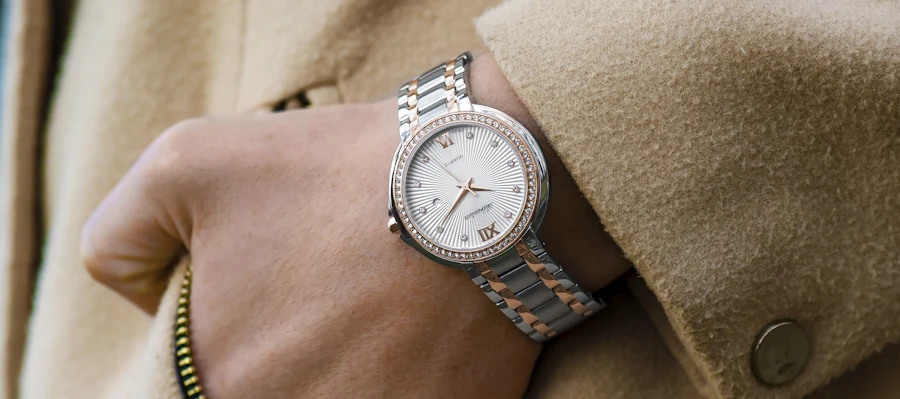 A mechanical watch movement, close.