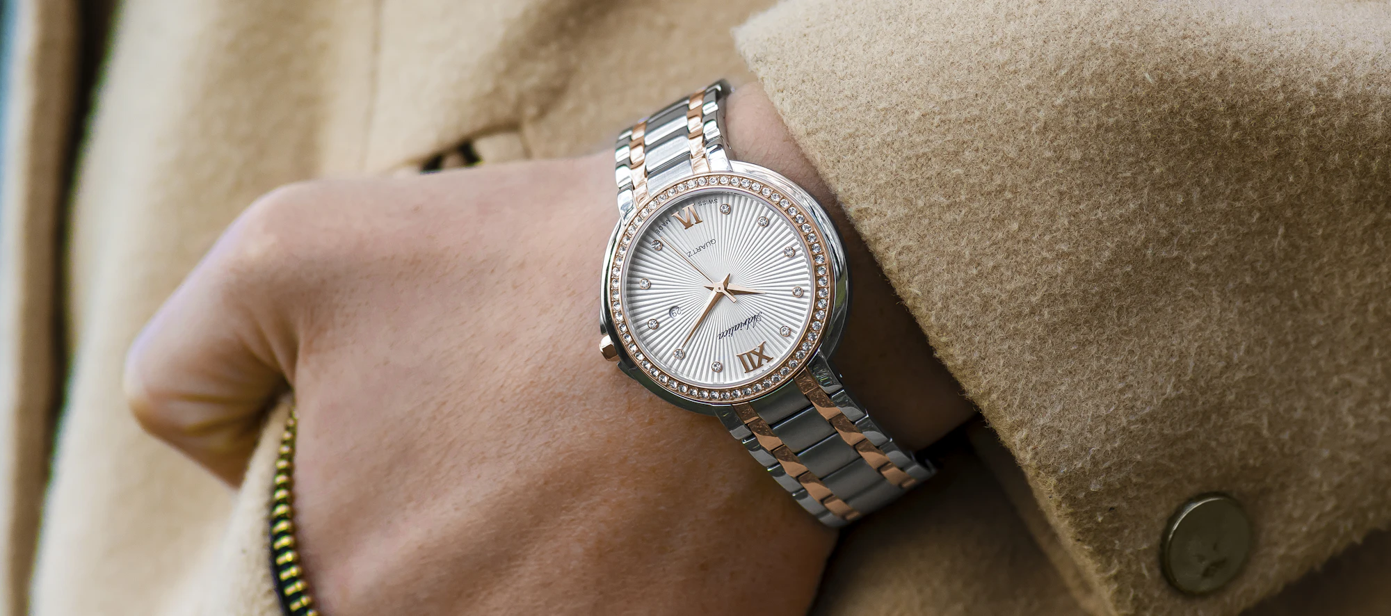 A mechanical watch movement, close.